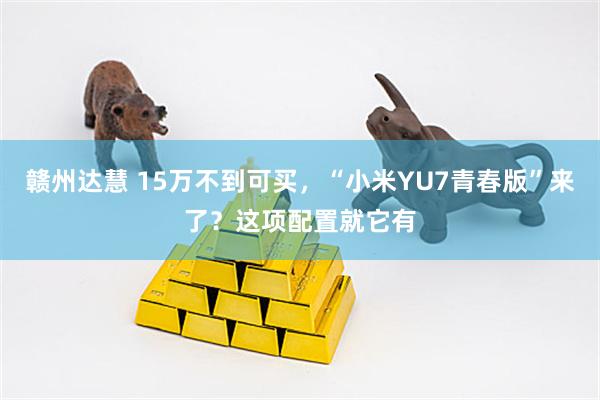 赣州达慧 15万不到可买，“小米YU7青春版”来了？这项配置就它有