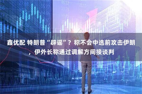 鑫优配 特朗普“辟谣”？称不会中选前攻击伊朗，伊外长称通过调解方间接谈判